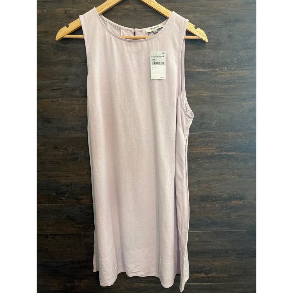 Madewell Linen Blend Sleeveless Shift Dress Lilac Pink P3269 L NEW